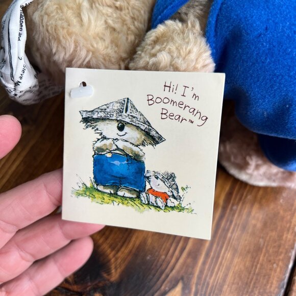 Boomerang Bear American Greetings Plush NWT Blue Overalls & Newsprint Hat - Picture 9 of 11